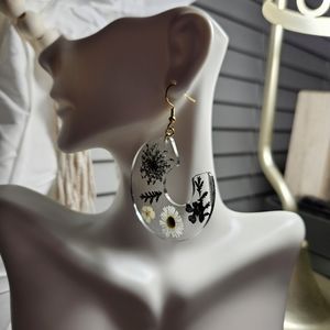 HAND CRAFTED Large Floral Resin Earrings